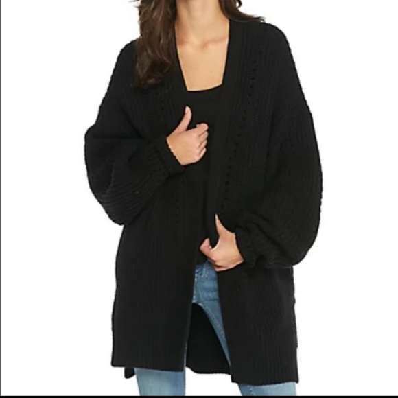 Free People Nightingale Cardi Open Front Oversized Slouchy Fit Black Sm & Lg NWT - Picture 2 of 15